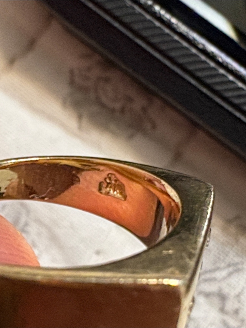 Yellow Gold 14k Three-Diamond Ring - Picture 4 of 5